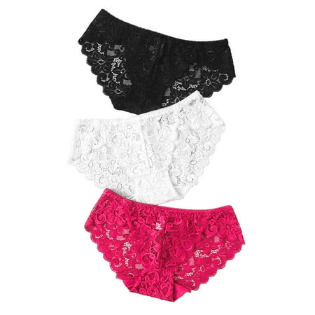 

Kddylitq Women s Bikini Underwear Lace Breathable Briefs Soft Low Rise Panties Black 3X