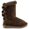 thumbnail image 2 of New Girl's Warm Tall Mid Calf 3 Buttons Faux Sheepskin Fur Kids Shoes Boots (Brown Ann-10 Toddler), 2 of 3