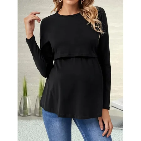 

Women‘s Maternity Casual Solid Simple Shirt For Breastfeeding Nursing