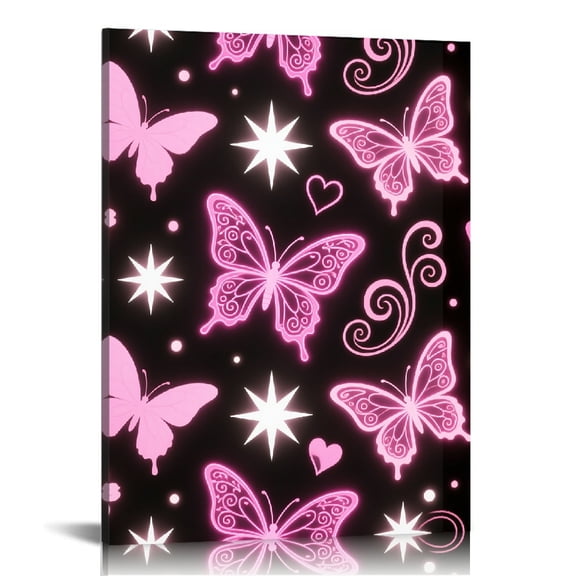Pink Butterfly Aesthetic Art Print Painting for Home Decorations
, Canvas Wall Art, Canvas Print Home Decor