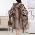thumbnail image 4 of Kaemgyyd Robes for Women Hood Long Soft Warm Fuzzy Plush Bathrobes Comfy Stripe Belted Fleece Winter Robes with Pockets, 4 of 5