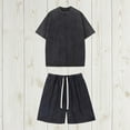 thumbnail image 2 of Men's Two Piece Sets Summer Crewneck Short Sleeve T-Shirts and Drawstring Shorts Cotton Sports Sets Black XL, 2 of 8