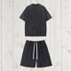 thumbnail image 2 of Trajes para Hombres Traje de Ajuste Clásico Verano Cuello Redondo Pantalones Cortos de Manga Corta Traje Dividido de Algodón Lavado, 2 of 9