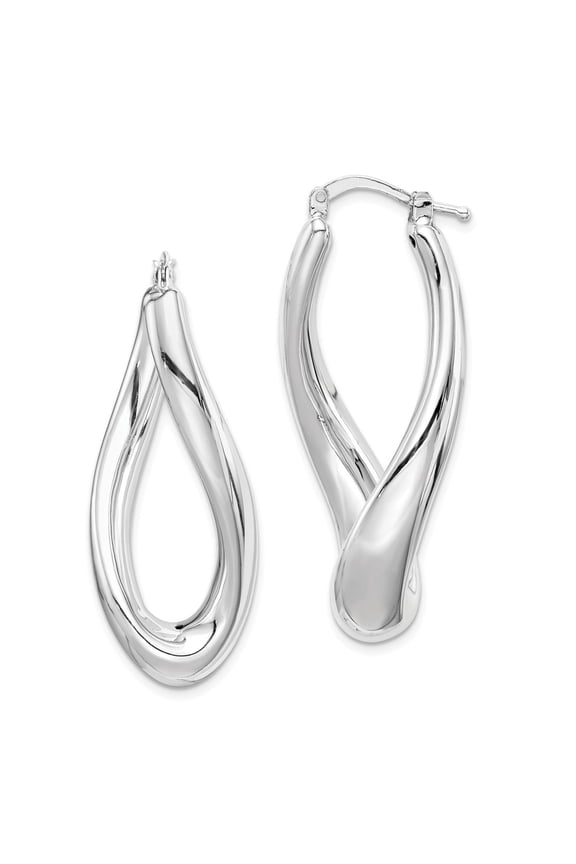 White Sterling Silver Earring Hoop Women'S 39 mm 16