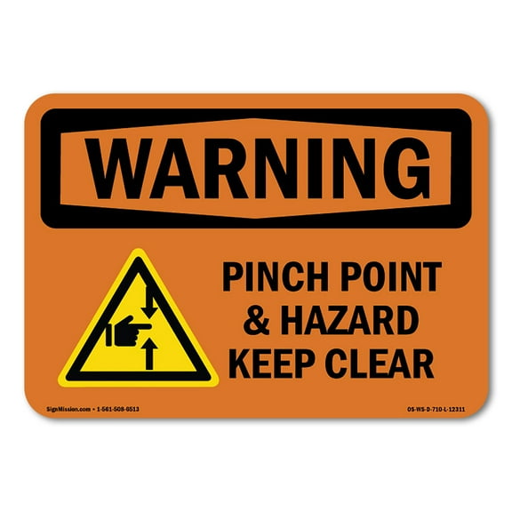 OSHA WARNING Sign - Pinch Point Hazard Keep Clear With Symbol | Decal | Protect Your Business, Work Site, Warehouse & Shop Area | Made in the USA