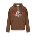 thumbnail image 4 of Happy 2026 Hoodies for Men Printed Long Sleeve Drawstring Loose Fit Pullover Sweatshirts Tops with Pocket (3XL, Brown), 4 of 5