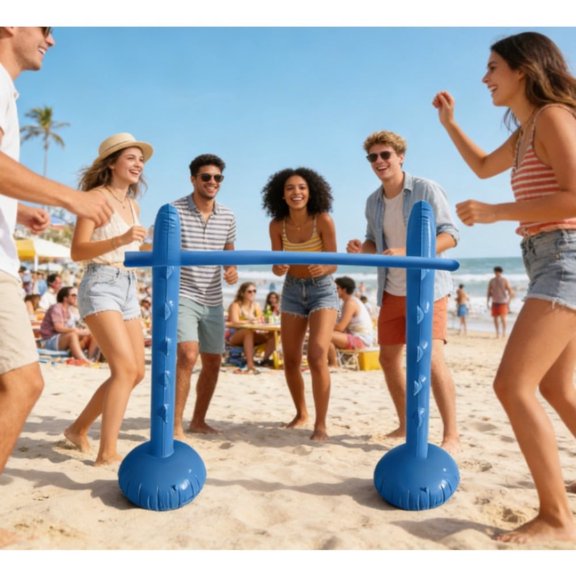 Portable Blue Interactive Inflatable Pole for Jumping Games Festive Party Indoor Outdoor