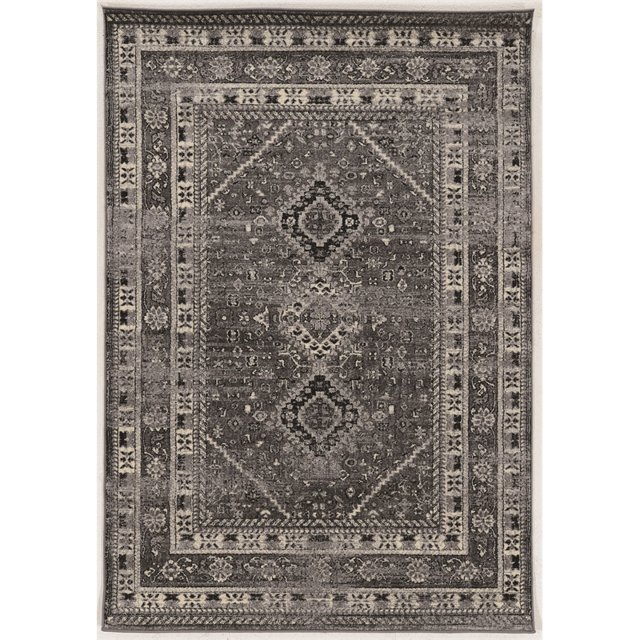 Linon Serape Goravan Power Loomed Polyester 5'x7'6" Rug in Gray