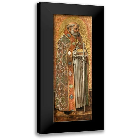 Crivelli, Carlo 7x14 Black Modern Framed Museum Art Print Titled - Saint Nicholas of Bari
