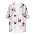 thumbnail image 5 of yoeyez Lightweight Cardigans for Women Floral Print 3/4 Sleeve Kimono Cardigan Loose Cover Up Casual Summer Beachwear 2026 White,XXL, 5 of 6