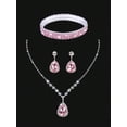 thumbnail image 4 of REMANLAND Hot Pink Glitter Evening Clutch Purse, Full Matching Crystal Jewelry Set Necklace Earrings Bracelet for Prom Wedding Cocktail, 4 of 8