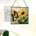 thumbnail image 4 of Butterfly and Black-eyed Susan Flower Stained Glass Panels – Square Shaped Window Hangings, Tiffany Glass Traditional Art Crafts for Home Decor Gifts 80OR18, 4 of 6