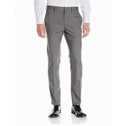 Kenneth Cole Reaction Mens Premium Solid Flat-Front Gabardine Dress Pant 34W x 30L Medium Grey