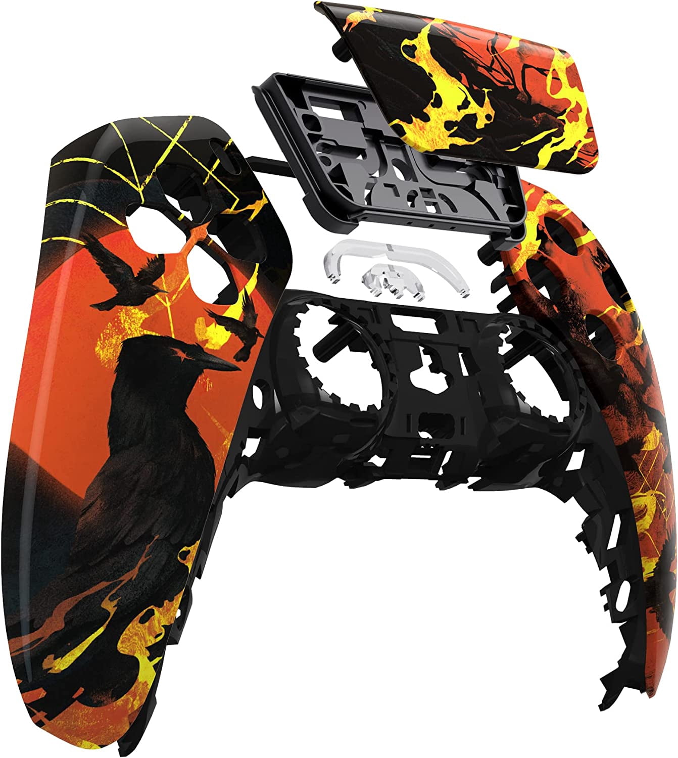 eXtremeRate Blood Moon Raven Touchpad Front Housing Shell Replacement Cover for ps5 Controller BDM-010/020/030/040