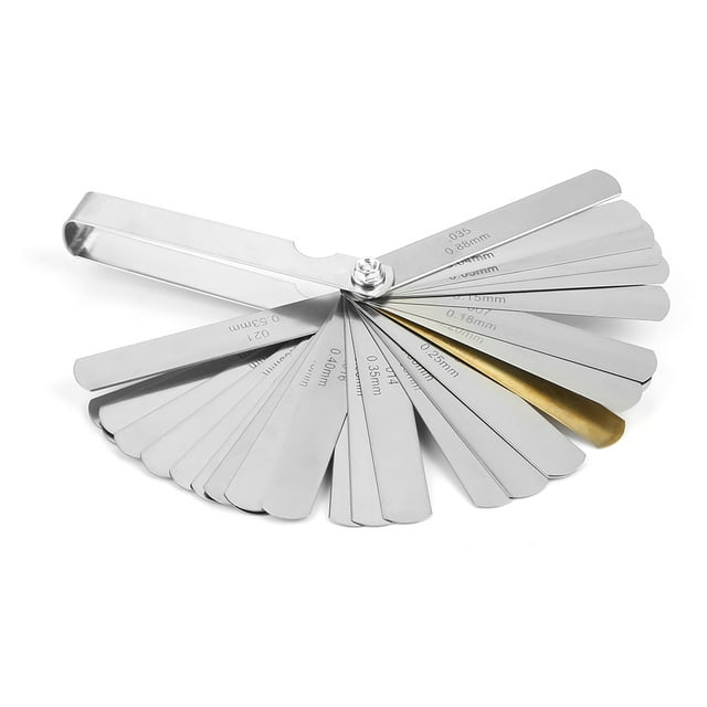 Calibre de espesores de 32 hojas de acero inoxidable, sistema métrico imperial, herramienta de medición de 0,04 a 0,88 mm