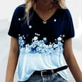 thumbnail image 2 of Womens Print V-neck Tank Tops Short Sleeve Workout Shirts Casual Loose Tees, 2 of 5