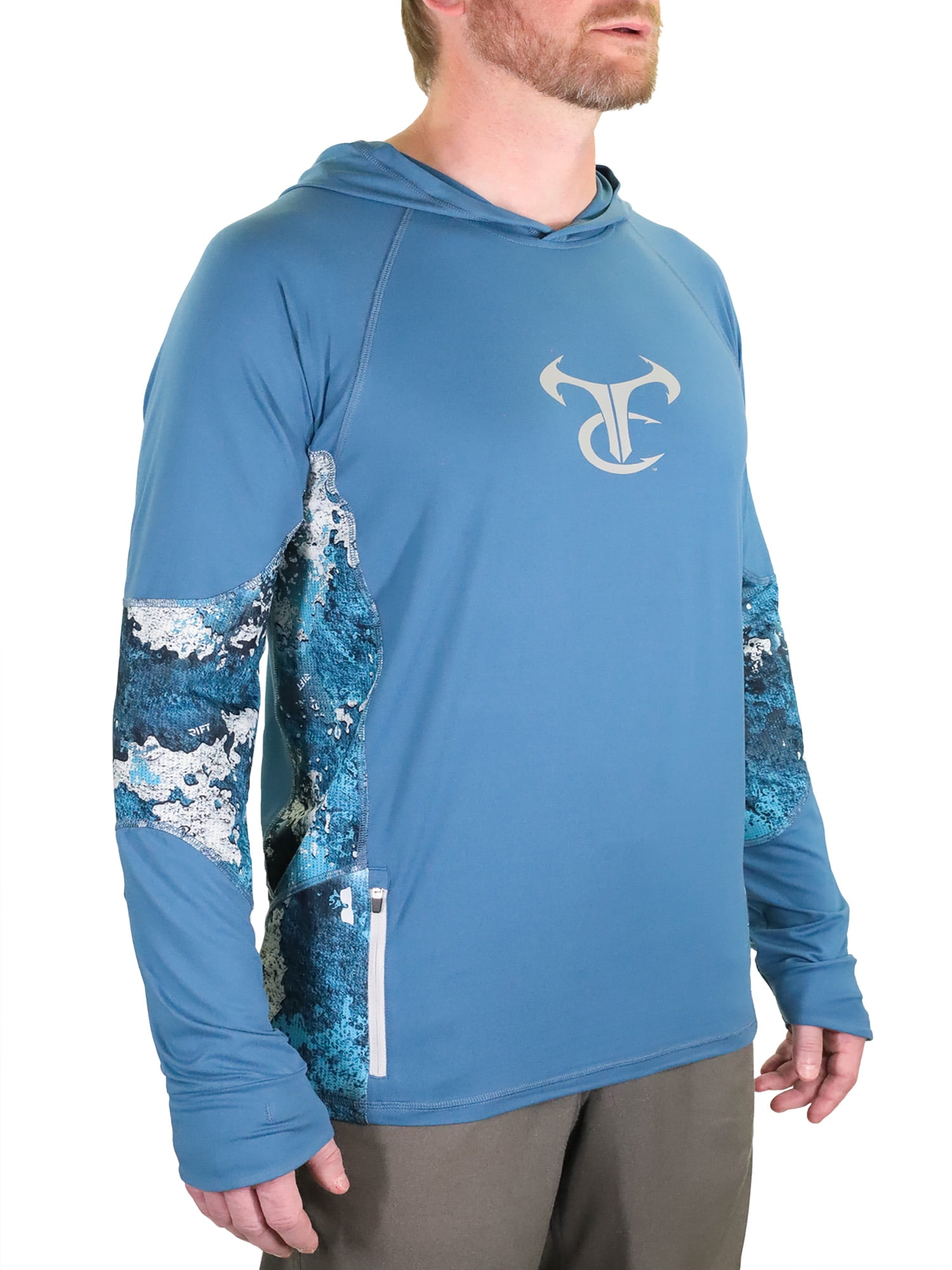 TrueTimber Mens Ragewater Performance Fishing Hoodie- Stellar/Rift, 2XL