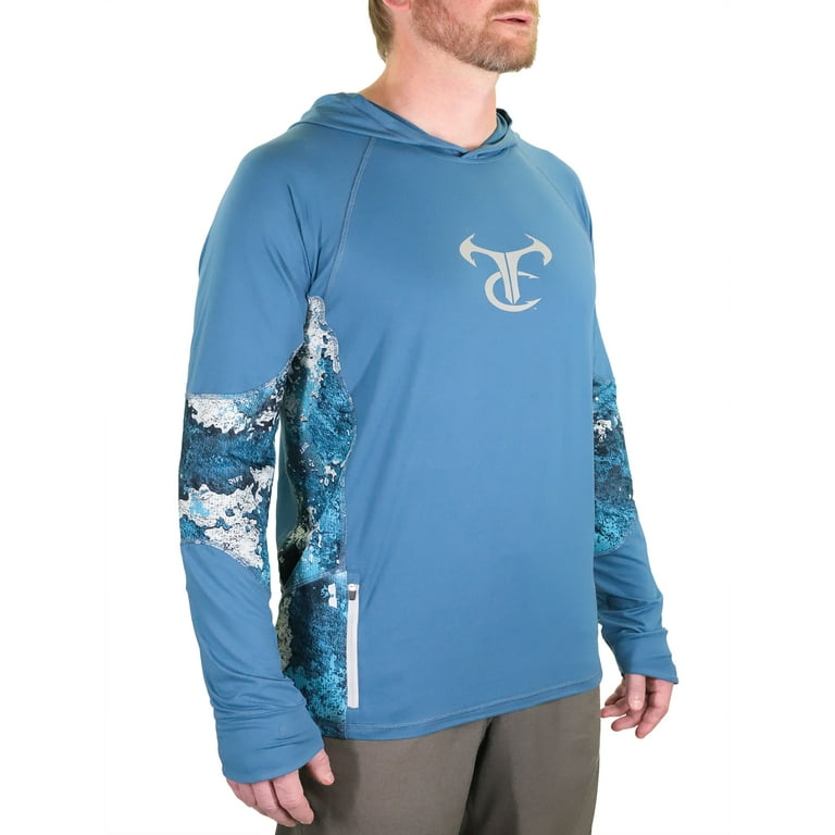 TrueTimber Mens Ragewater Performance Fishing Hoodie- Stellar/Rift, XL