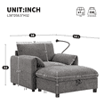 thumbnail image 2 of Lovableguy Chaise Lounge Chair Indoor,Comfy Chenille Sofa Chair with Ottoman,Adjustable Phone Holder, Dual-Port Charger,Storage Pockets,Cloud Couch Bed for Living Room,Bedroom,Apartment,Grey, 2 of 8