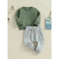 thumbnail image 3 of Bagilaanoe 2PCS Toddler Baby Boy Pants Set Long Sleeve Sweatshirt Pullover Tops + Drawstring Sweatpants 6M 12M 18M 24M 3T Kids Casual Sweatsuits, 3 of 8