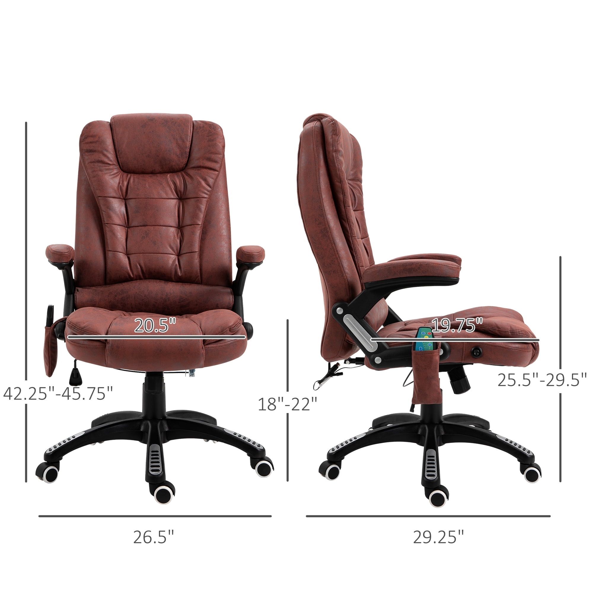 Vinsetto 6 Point Vibration Massage Office Chair with Heat, High Back Executive Office Chair with Padded Armrests, Microfiber Reclining Computer Chair, Red