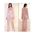 thumbnail image 3 of AIGUR Mommy and Me Satin Pajamas Set Adorable Heart Print Long Sleeve Turn Down Collar Tops and Pants, Family Matching Sleepwear, 3 of 7