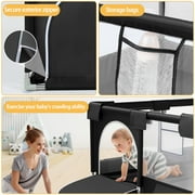 Babyeap Baby Playpen, Play Yard, Toddlers Playards, 50x50 Infant Travel Fence with Basket, Black