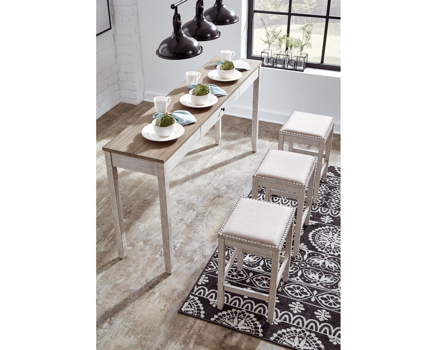 Signature Design by Ashley Skempton White/Light Brown Rectangular