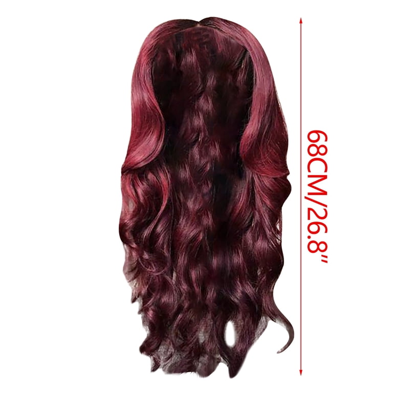 Women Wine Red Heat Resistant Long Curly Shoulder Length Synthetic Wigs Amazon.com: GRFIT Wigs Burgundy Wine Red Long Curly  main image 2