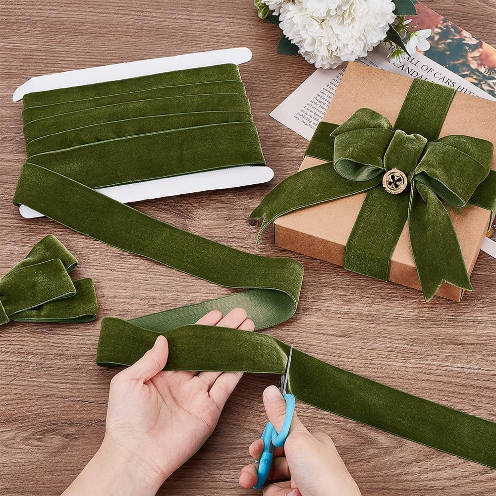 10 Yards Velvet Ribbon Green Craft Ribbon 1.5inch Wide Satin Ribbons