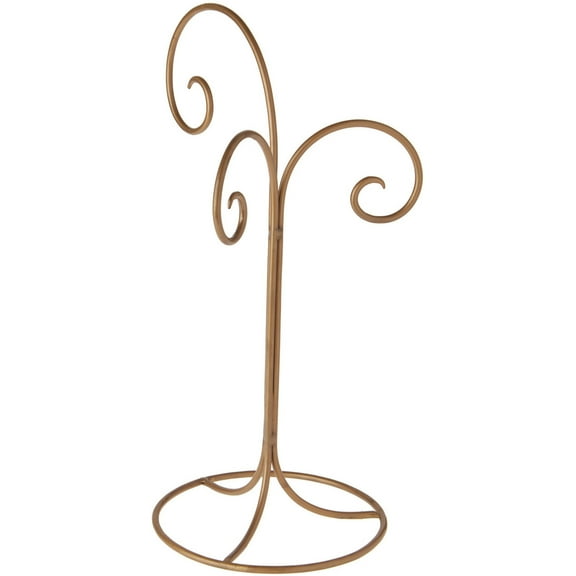 Bard's Wrought Iron 3 Arm Gold-toned Ornament Stand, 17" H x 7.5" W x 7.5" D, Pack of 2