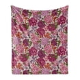 thumbnail image 1 of Shabby Flora Soft Flannel Fleece Throw Blanket, Peonies Blackberry and Wild Flowers in Vintage Style Colorful Nature Theme, Cozy Plush for Indoor and Outdoor Use, 60" x 80", Multicolor, by Ambesonne, 1 of 6