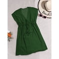 thumbnail image 6 of HAPPY BAY Women's Beach Bikini Sheer Chiffon Cover up V Neck Dress Bathing Suit Swimsuit Coverup for Women XL-XXL Solid Plain, Dark Green, 6 of 6
