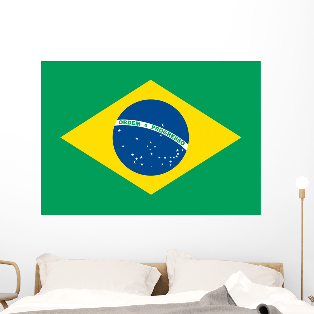 Flag Brazil Wall Decal by Wallmonkeys (48 in W x 28 in H) WM218916 ...