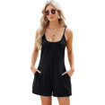 thumbnail image 1 of Women Casual Jumpsuit Summer Sleeveless Romper Shoulder Strap Shorts with Pocket, 1 of 5