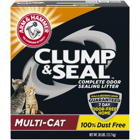 Arm & Hammer Clump & Seal Litter, Multi Cat 28lb (World's Best Cat Litter 28 Lb Bag)