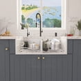 thumbnail image 3 of 33 inch White Fireclay Farmhouse Sink, Double Bowl Workstation Apron Front Farm Kitchen Sink, Reversible Ceramic Porcelain Farmhouse Kitchen Sink with Ledge and Accessories, 3 of 7