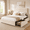 Off-White, variant on COFUNOK Twin Platform Bed Frame, Velvet Upholstered Adjustable Headboard, No Box Spring Needed, Easy Assembly, Off-white