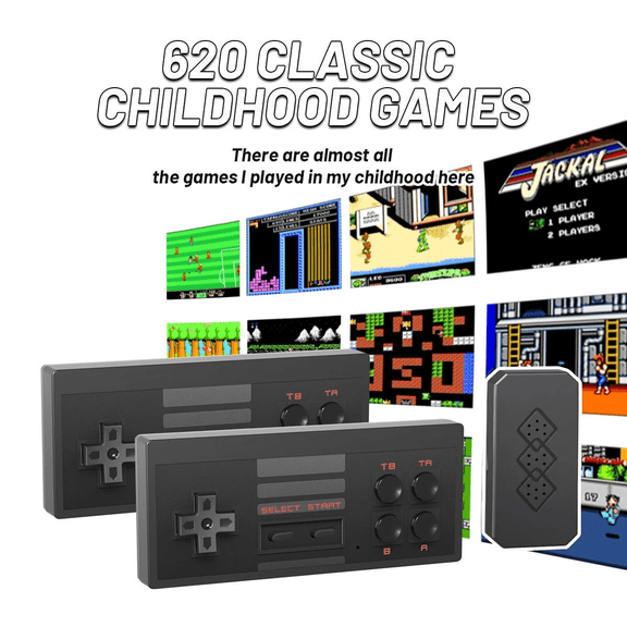 Latest Retro Machines Built-in 620 Classic Plays, 8-Bit Video System for Adults and Kids, Includes 2 Controllers - Rediscover the Joy of Retro Handheld