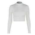 thumbnail image 3 of Outfmvch crop tops for women Exposure Of Navel Long Sleeve Solid Shirt womens tops crop tops White, 3 of 7