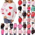 thumbnail image 1 of Wiyuqeen Chandails Cœur pour Femmes Col Rond Manches Longues Tricotés Chandail d'Automne Imprimé Amour Chandails Décontractés Amples pour Femmes, 1 of 10
