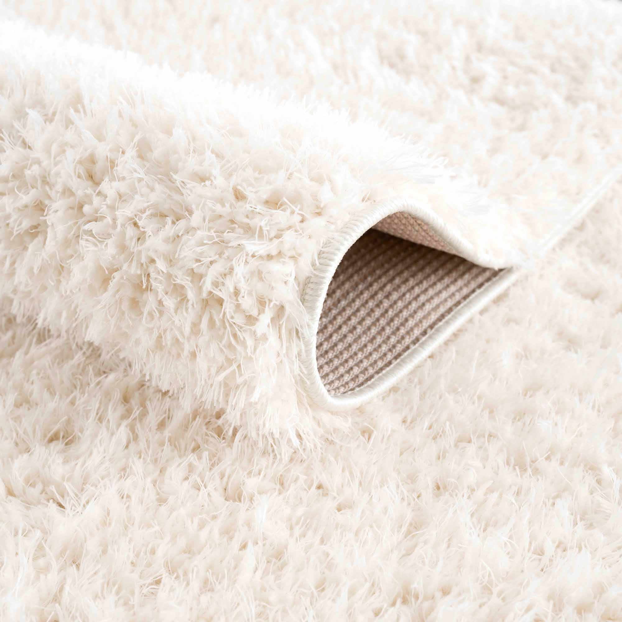 Hauteloom Faina Machine Washable Solid Shag Rug - Plain Living Room Bedroom Shaggy Area Rug - Fluffy Plush High Pile Carpet - Cream, Beige, Ivory - 9'3" x 12'