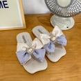 thumbnail image 2 of SERTG Kids Shoes Summer Pearl and Bow Leather Flops Indoor Slippers Versatile Sweet Casual Beach Sandals Girls Daily Wear and Outdoor Play Comfortable Footwear(Purple#1,4.5-5.5 Years), 2 of 7