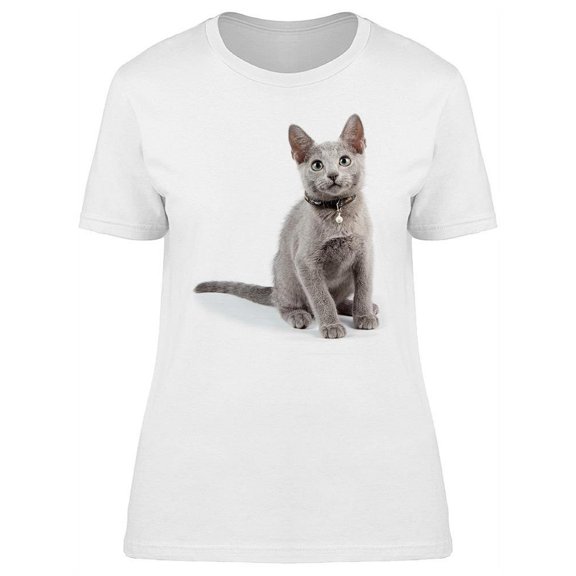 Russian Blue Kitty With Collar T-Shirt Women -Image by Shutterstock, Female Medium