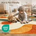 thumbnail image 4 of ODIKA 2'x3' Washable Doormat Non-Slip, Low Pile Orange Sage Burnt Swirl Abstract Geometric Wavy Stripe Creamy for Entryway, Kitchen, Laundry Room, 4 of 7