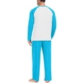 thumbnail image 6 of Dwelliawo Two Piece Mens Halloween Pajama Set, Raglan Crew Neck Color Block Outfit, Skin Friendly Soft Sleepwear For Home Holiday Sky Blue XL, 6 of 6