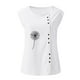 thumbnail image 4 of Gibobby Mujeres sin mangas diente de león impresión Casual verano botón chaleco cuello redondo blusa suelta Top(Blanco,G), 4 of 5