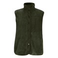 thumbnail image 4 of Women's Sleeveless Faux Fur Vest, Stand Collar Patchwork Jacket, Lightweight Fleece Vest with 3 Pockets, Casual Commute Vest, Button Front Vest Green S, 4 of 5
