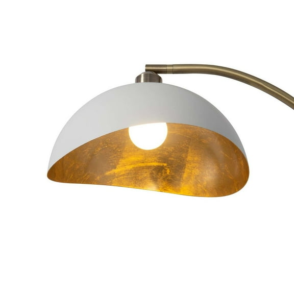 NOVA OF CALIFORNIA Luna Bella Chairside Arc Floor Lamp - 60", Matte White/Gold-Leaf Shade