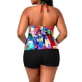 thumbnail image 6 of XUNKUSGA Plus Size Women's Tankini Swimsuits Fashion V Neck Halter Swimsuit for Women Classic Soild Color Flowy Swim Tops with Boy Shorts for Beach,Purple,2XL, 6 of 7